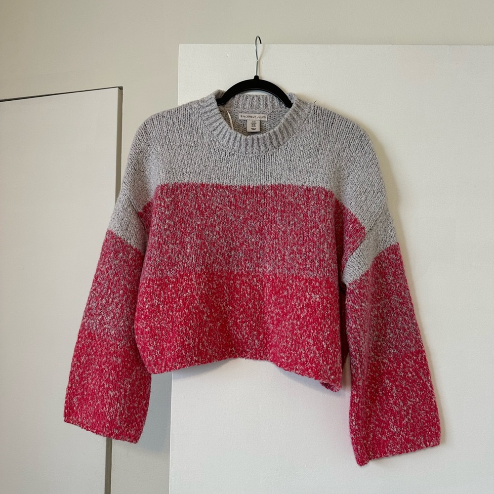 Sincerely Jules Gray and Red Knit Sweater